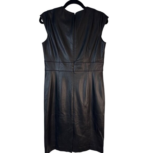 Ann Taylor Size 8  Faux Leather Dress Black - Picture 4 of 14